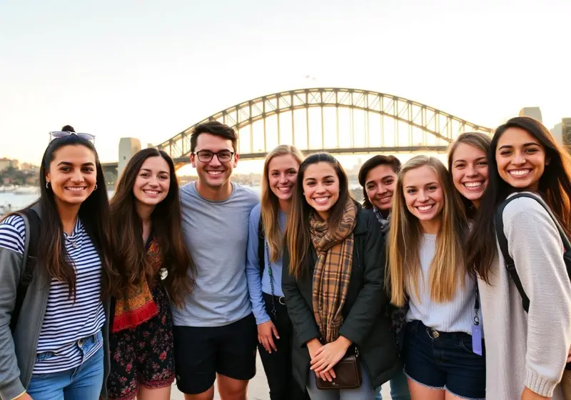 Happy international students in Sydney