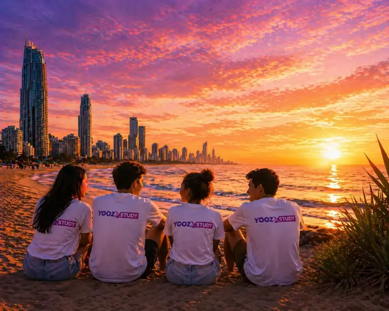 Estudantes felizes no outback australiano